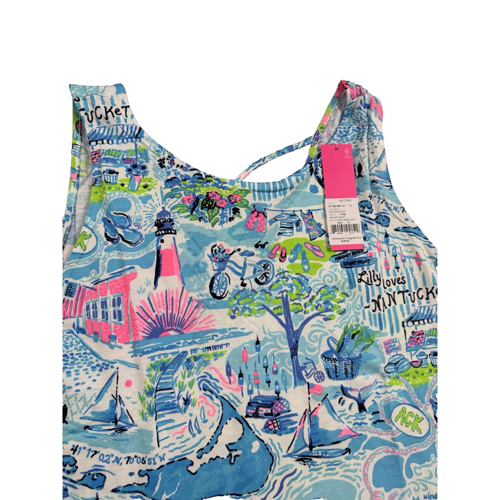 NWT Lilly Pulitzer XL Pima Cotton Kristen Swing Dress Criss Cross Back Dress - Picture 3 of 11